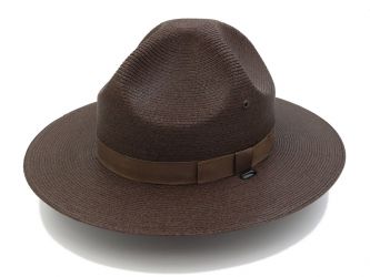 CAMPAIGN HAT, Double Brim STRAW - BROWN