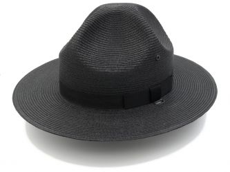 CAMPAIGN HAT, Double Brim STRAW - BLACK